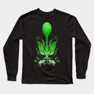 Spoon Growing Out Of Veggies, Go Vegan Long Sleeve T-Shirt